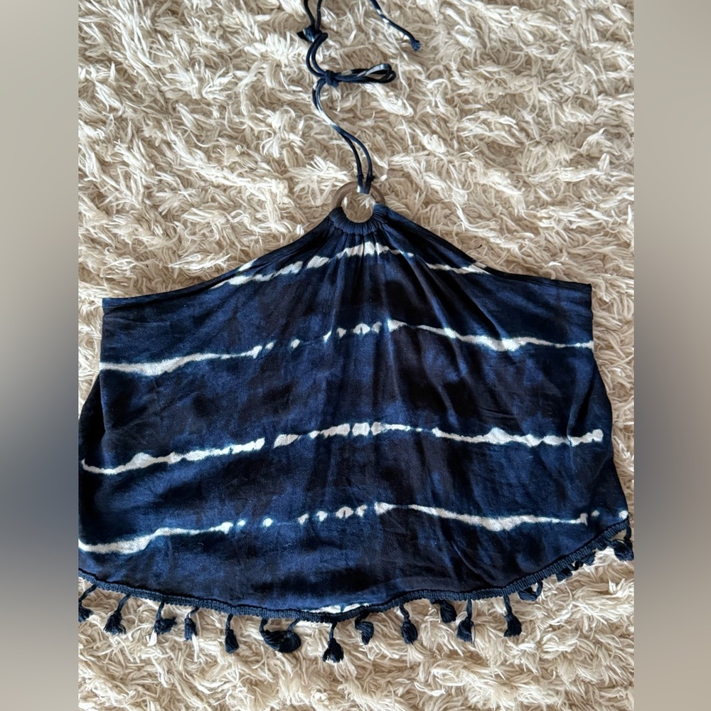 Xhilaration Blue and White Halter Top